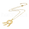 Woven Net/Web with Feather 304 Stainless Steel Boho Pendant Necklaces for Women NJEW-G087-01G-3