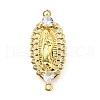 Brass Pave Clear Cubic Zirconia Religion Connector Charms KK-Q066-13G-1