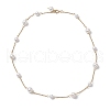 2Pcs 2 Colors Round Shell Pearl & 304 Stainless Steel Handmade Link Chain Necklaces NJEW-JN05301-6
