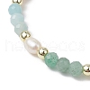 Natural & Synthetic Gemstone & Cultured Freshwater Pearl Beaded Stretch Bracelets for Women BJEW-JB11438-4