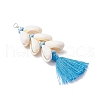 Natural Cowrie Shell & Handmade Polymer Clay Beads & Handmade Polycotton Tassel Big Pendants PALLOY-JF03785-4