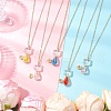 Glass Cat Shaped Pendant Brass Cable Chain Necklaces for Women NJEW-JN05274-1