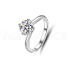 Flat Round Rhodium Plated 925 Sterling Silver Micro Pave Cubic Zirconia Finger Rings for Women WG84544-10-4