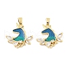 Brass Enamel Micro Pave Cubic Zirconia Pendants KK-M325-04G-1