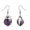Natural Amethyst Dolphin Dangle Earrings with Crystal Rhinestone EJEW-A092-20P-16-3