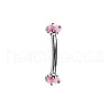 304 Stainless Steel Flat Round Cubic Zirconia Eyebrow Curved Barbell Rings WG8201B-05-1
