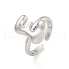 Brass Letter Open Cuff Rings for Women RJEW-G313-01E-P-1