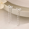 Bowknot 925 Sterling Silver Tassel Stud Earrings FS-WGF533A-01-1