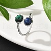 Natural Malachite & Lapis Lazuli Finger Rings RJEW-A068-03P-01-3