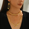 Elegant Middle Eastern Alloy Flower & Leaf Tassel Earrings & Necklaces Sets for Women EC1214-3