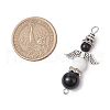 2 Styles Natural Obsidian and Black Onyx(Dyed & Heated) Angel Connector Charms PALLOY-JF03195-01-2