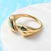 Ion Plating(IP) 304 Stainless Steel Leaf Open Cuff Rings for Women RJEW-G319-02G-2