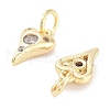 Brass Micro Pave Cubic Zirconia Charms KK-C051-06G-01-2
