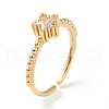 Brass Micro Pave Clear Cubic Zirconia Cuff Rings RJEW-G113-01G-3