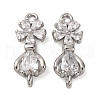 Brass Pave Clear Cubic Zirconia Flower Connector Charms KK-P308-43P-1