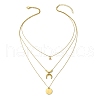 304 Stainless Steel Moon Pendant Triple Layered Necklace with Glass for Women NJEW-JN03871-1