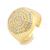 Rack Plating Octagon Brass Micro Pave Clear Cubic Zirconia Cuff Finger Rings RJEW-C103-04G-1