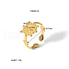 Vintage Adjustable Stainless Steel Pave Natural Stone Flower Cuff Rings for Women NA6440-6