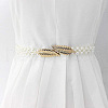 Leaf Alloy with Plastic Pearl Round Beaded Waist Beads FS-WG59949-01-2