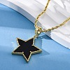 Brass Enamel Star Pendant Necklaces for Women NJEW-K381-09G-01-3
