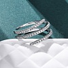 Brass Micro Pave Clear Cubic Zirconia Open Cuff Rings for Women RJEW-S624-04P-1