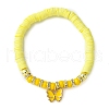 Polymer Clay Disc & Glass Beaded Stretch Bracelet BJEW-JB09649-3