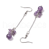 304 Stainless Steel with Natural Amethyst & Green Aventurine & Carnelian & Green Aventurine & Agate &  Stud Dangle Earring EJEW-TA00528-5