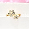 Brass Micro Pave Clear Cubic Zirconia Cuff Rings for Women RJEW-H247-20G-3