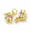 Brass Micro Pave Clear Cubic Zirconia Charms ZIRC-F135-25G-02-3