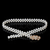 White Acrylic Imitiaotn Pearl Beaded Elastic Chain Belts with Alloy Buckles WGEAB88-05-1