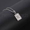 Rectangle Stainless Steel Pave Natural White Shell Pendant Necklaces FS-WG3D812-18-1