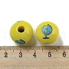 Printed Wood European Beads WOOD-L020-D13-3