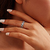 Summer Rhodium Plated 925 Sterling Silver Micro Pave Cubic Zirconia Square Finger Rings for Women RJEW-K274-05P-3