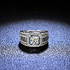 Rhodium Plated 925 Sterling Silver Micro Pave 6.5x3.9mm Moissanite Finger Rings WGBE16F-31-2