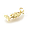 Rack Plating Brass Pave Natural Gemstone Fish Charms with Jump Rings KK-L225-013G-2