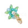 Glass & Acrylic & Shell Pearl Flower Pendant Decorations HJEW-MZ00209-01-4