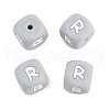 20Pcs Grey Cube Letter Silicone Beads 12x12x12mm Square Dice Alphabet Beads with 2mm Hole Spacer Loose Letter Beads for Bracelet Necklace Jewelry Making JX436R-1