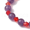 Halloween 8mm Round Natural Amethyst & Glass Beaded Stretch Bracelets BJEW-JB10701-4