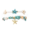 2Pcs 2 Styles Summer Beach Synthetic Turquoise & Natural Sea Shell & Glass Braided Bead Anklets AJEW-TA00039-4