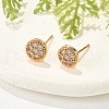 Brass Micro Pave Clear Cubic Zirconia Stud Earrings for Women EJEW-G428-25G-02-2