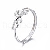 Anti-Tarnish Adjustable Rhodium Plated 925 Sterling Silver Finger Ring Components STER-F048-26P-1
