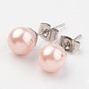 Shell Pearl Ball Stud Earring Findings X-EJEW-JE02370-2