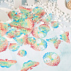  40Pcs 10 Styles Spray Painted 430 Stainless Steel Filigree Double-Sided Pendants STAS-TA0002-28-14