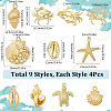 SUNNYCLUE 36Pcs 9 Styles Ocean Theme Alloy Pendants FIND-SC0012-45-2
