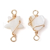 2Pcs 2 Styles Natural Freshwater Shell Copper Wire Wrapped Connector Charms PALLOY-JF02439-1