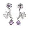 Brass Pave Cubic Zirconia Flower Stud Earrings for Women EJEW-I304-23P-07-1