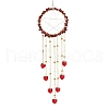 Wire Wrapped Natural Red Jasper Chips Ring Hanging Ornaments HJEW-JM02371-01-1