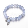 Natural Mixed Stone Beaded Stretch Charm Bracelets BJEW-JB01956-2