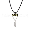 Cylinder Seed Beaded Evil Eye & Alloy Pyramid Cone Pendant Necklaces NJEW-MZ00105-02-2