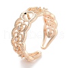 Rack Plating Heart Brass Micro Pave Cubic Zirconia Open Cuff Ring Settings KK-Z071-26KCG-1